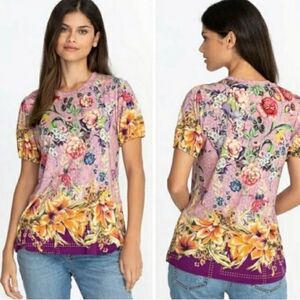 🌺"Johnny Was" EUC Gorgeous Ruched Sleeve Top "M"🌺